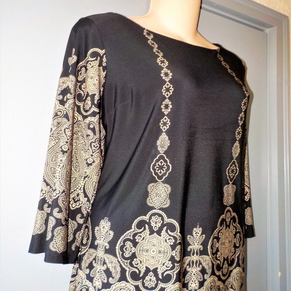 *Black and Tan Tunic/Shift Dress- Size 8P - Picture 2 of 5